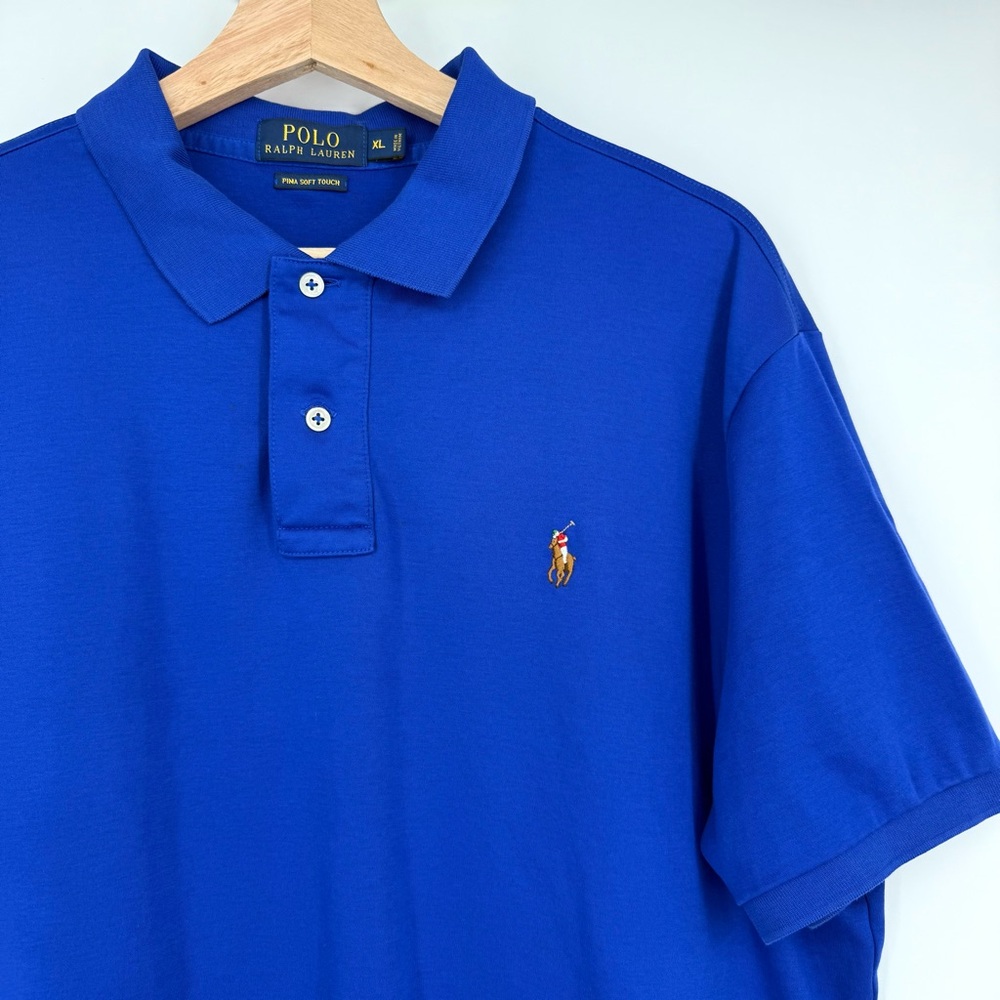 Polo Ralph Lauren‎ Men’s Blue Pima Soft Touch Polo Short Sleeve Shirt XL